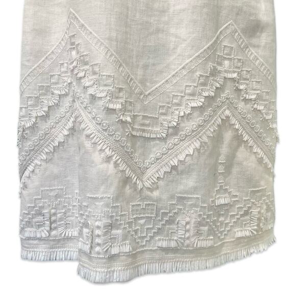 Kobi Halperin Ivory Beaded Tassel Mini Shift Linen Short Sleeve Dress size M - Picture 10 of 14